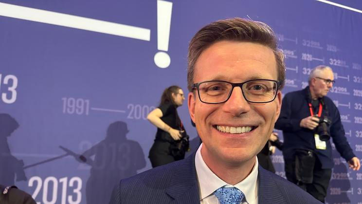 Šťastný Martin Kupka těsně poté, co jej delegáti kongresu ODS zvolili novým předsedou této strany.