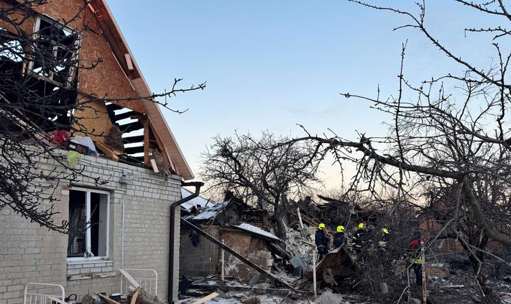 Následky ruských útoků v Charkově. Foto z 19. ledna 2026.