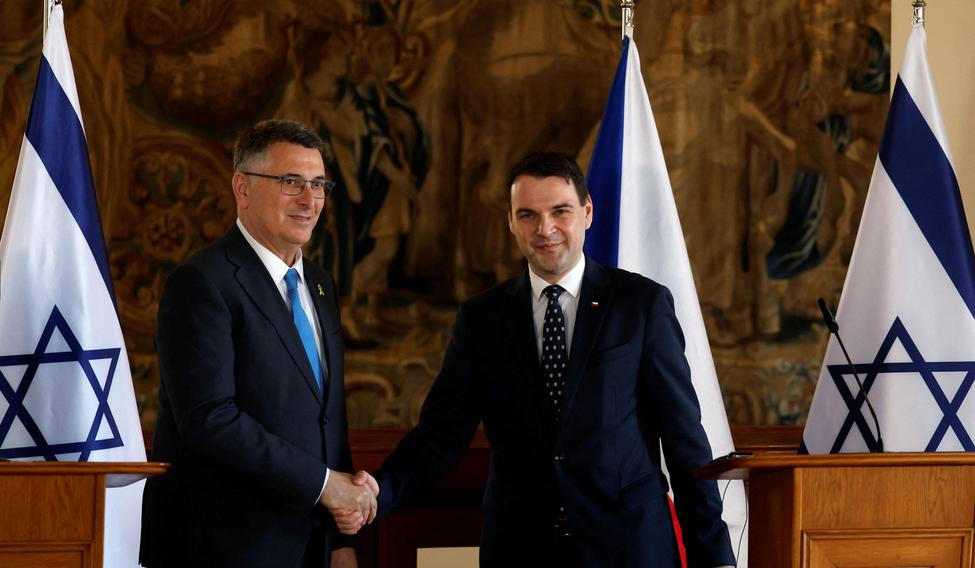 Israel's Foreign Minister Gideon Saar meets his Czech counterpart in Prague