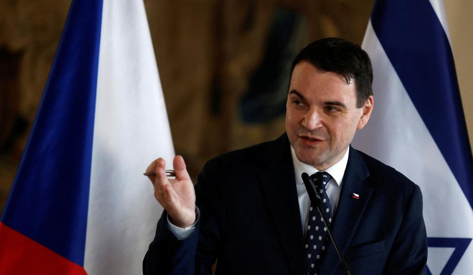 Czech Foreign Minister Petr Macinka speaks during a press conference in Prague