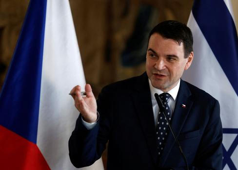 Czech Foreign Minister Petr Macinka speaks during a press conference in Prague