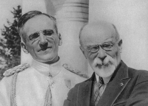 Jugoslávský král Alexander I . Karadjordevič (vlevo) a francouzský ministr zahraničních věcí Louis Barthou, kteří zahynuli v říjnu 1934 při atentátu ve francouzskéím přístavu Marseille.