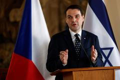 Czech Foreign Minister Petr Macinka speaks during a press conference in Prague