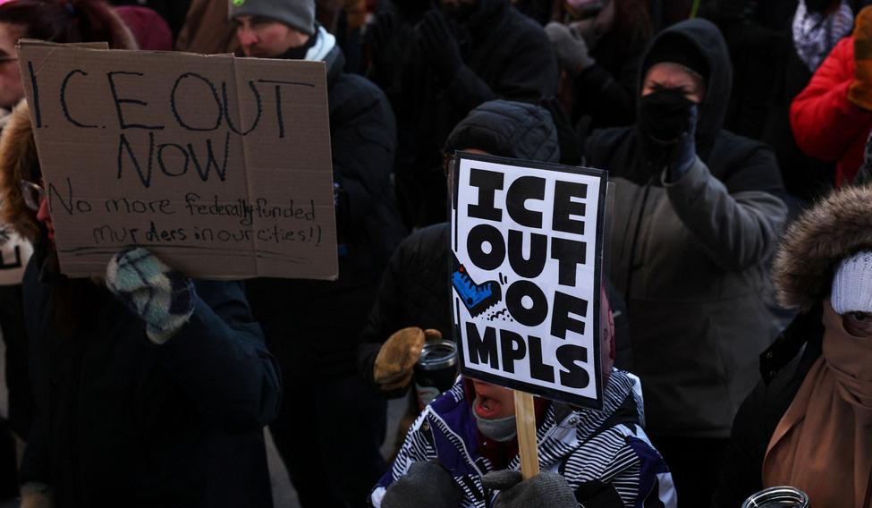 Protest after federal agents fatally shot a man while trying to detain him, in Minneapolis