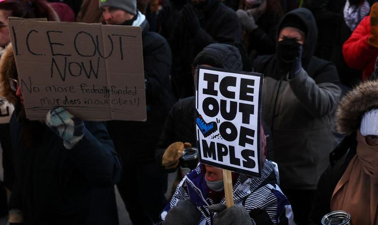 Protest after federal agents fatally shot a man while trying to detain him, in Minneapolis