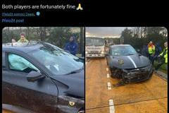 Havarované Ferrari vezoucí fotbalisty Tottenhamu Hotspur