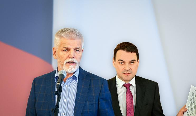 Prezident Petr Pavel a ministr zahraničí Petr Macinka.