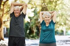 Park,,Stretching,And,Senior,Couple,With,Portrait,,Fitness,And,Workout