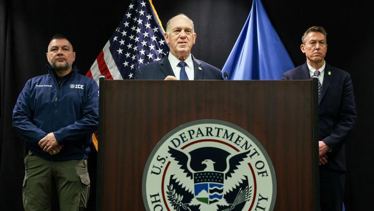 White House border czar Tom Homan speaks at a press conference in Minnesota