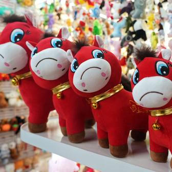 Horse plush toys ahead of the Chinese Lunar New Year in Yiwu