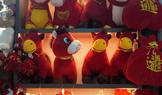 Horse plush toys ahead of the Chinese Lunar New Year in Yiwu