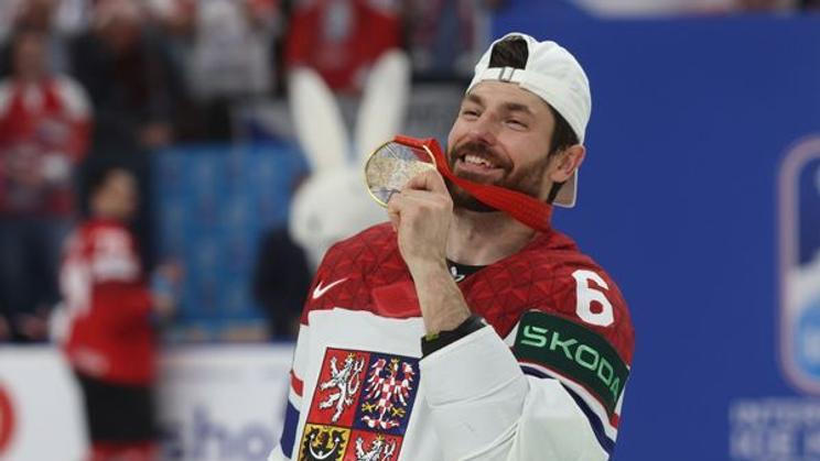 Michal Kempný slaví vítězství ve finále MS 2024 Česko - Švýcarsko