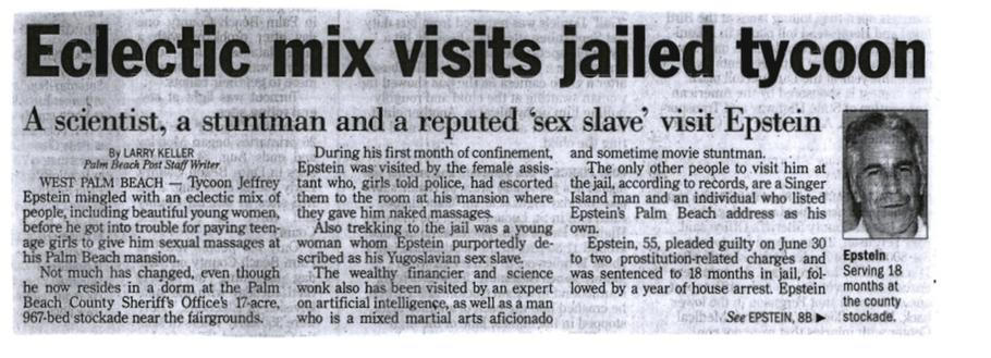 Část výstřižku z novin, který se v dokumentech objevuje.