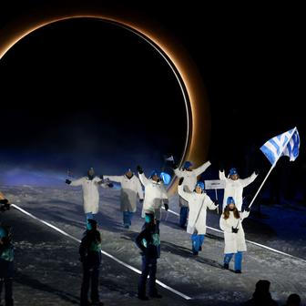 Nástup řeckých sportovců v Miláně