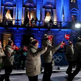 Nástup dánských olympioniků v Cortině d’Ampezzo