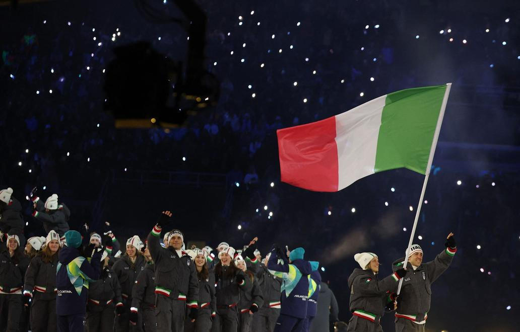 Nástup italských olympioniků v Miláně