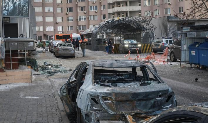Aftermath of a Russian drone attack in Odesa
