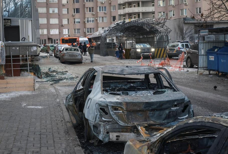 Aftermath of a Russian drone attack in Odesa