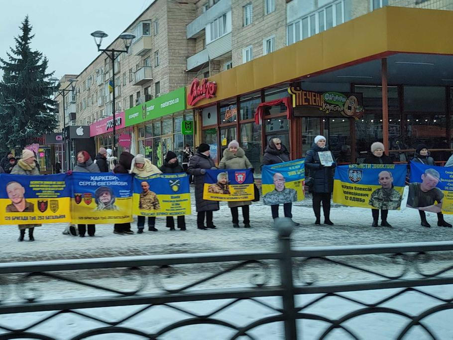 Demonstrace ve městě Rivne.