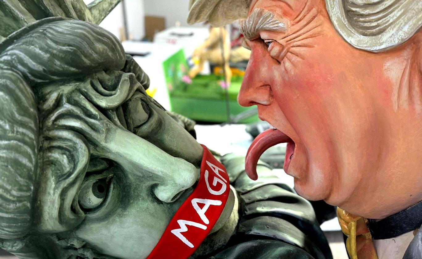 Preview of carnival floats for the upcoming Rose Monday parade in Mainz