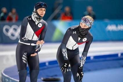 Martina Sáblíková a Nikola Zdráhalová při tréninku na olympiádě 2026