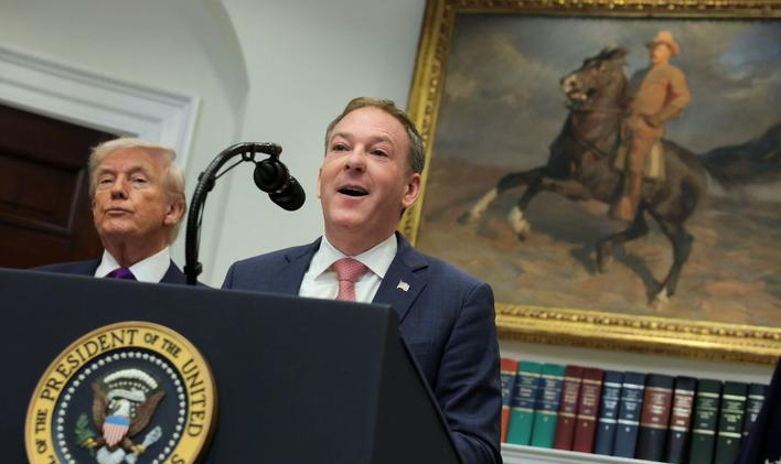 U.S. President Donald Trump makes an announcement with EPA Administrator Zeldin, at the White House
