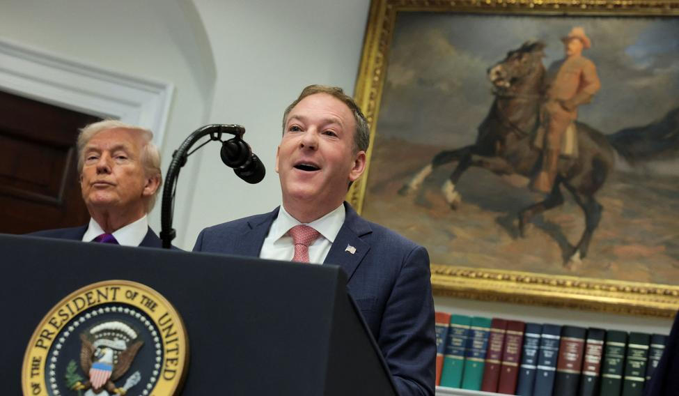 U.S. President Donald Trump makes an announcement with EPA Administrator Zeldin, at the White House