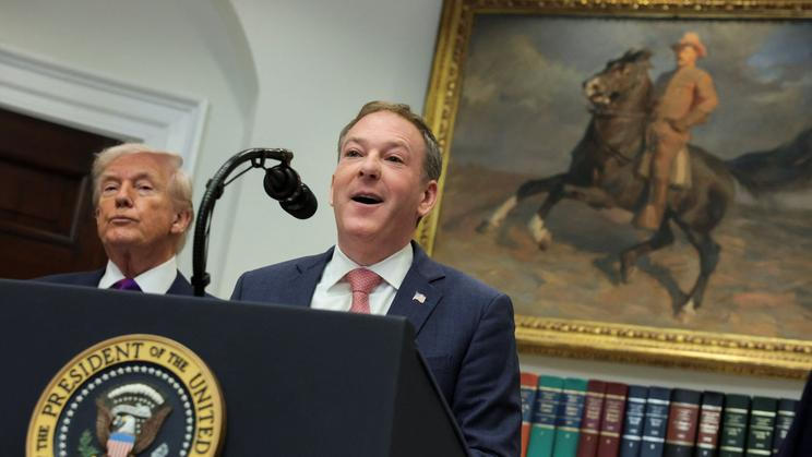 U.S. President Donald Trump makes an announcement with EPA Administrator Zeldin, at the White House