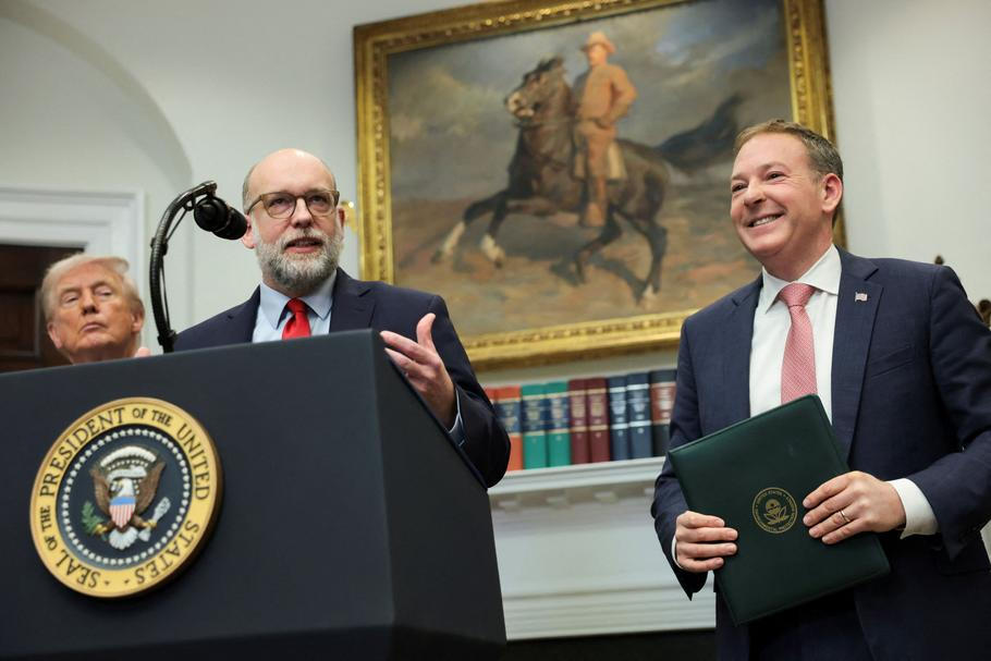 U.S. President Donald Trump makes an announcement with EPA Administrator Zeldin, at the White House