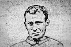 Anton Schimak v nedatované dobové fotografii s kresbou, užitý jako novinová ilustrace k zatčení v hostinci v Červené Vodě 27. června 1887.