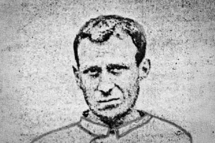 Anton Schimak v nedatované dobové fotografii s kresbou, užitý jako novinová ilustrace k zatčení v hostinci v Červené Vodě 27. června 1887.