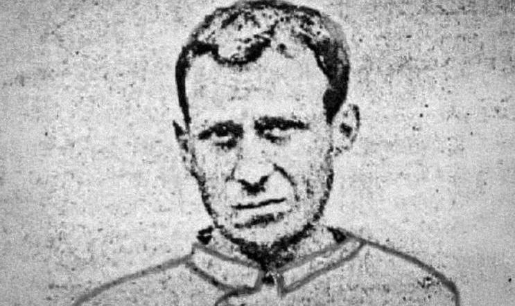 Anton Schimak v nedatované dobové fotografii s kresbou, užitý jako novinová ilustrace k zatčení v hostinci v Červené Vodě 27. června 1887.