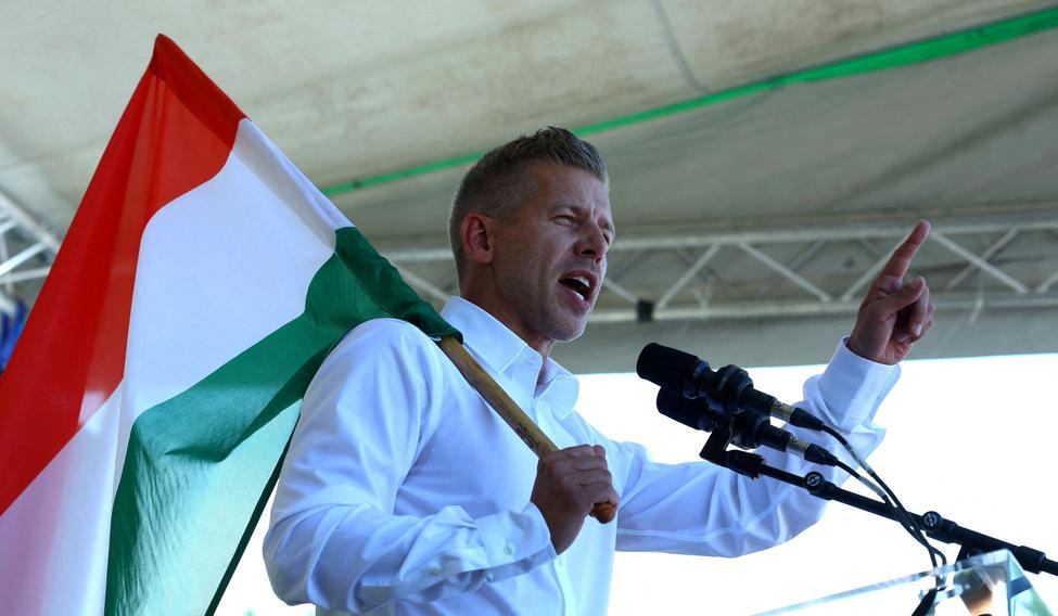 FILE PHOTO: Magyar, leader of the opposition Tisza party holds a rally in Kotcse