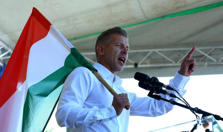 FILE PHOTO: Magyar, leader of the opposition Tisza party holds a rally in Kotcse