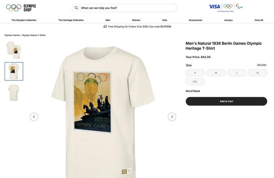 Tričko s připomínkou her 1936 prodávané na oficiální olympijské stránce MOV