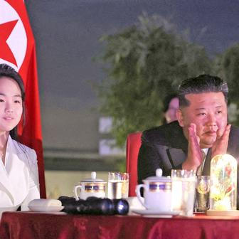 North Korean leader Kim Jong Un and his daughter Kim Ju Ae attend a ceremony to celebrate the completion of the Wonsan Kalma Coastal Tourist Zone