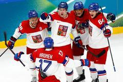 Radost českých hokejistů na olympiádě 2026