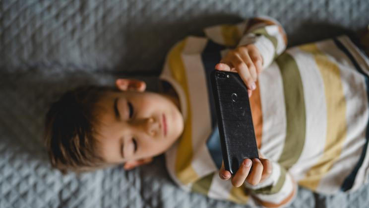 One,Boy,Caucasian,Child,Preschooler,Hold,Smartphone,Mobile,Phone,At