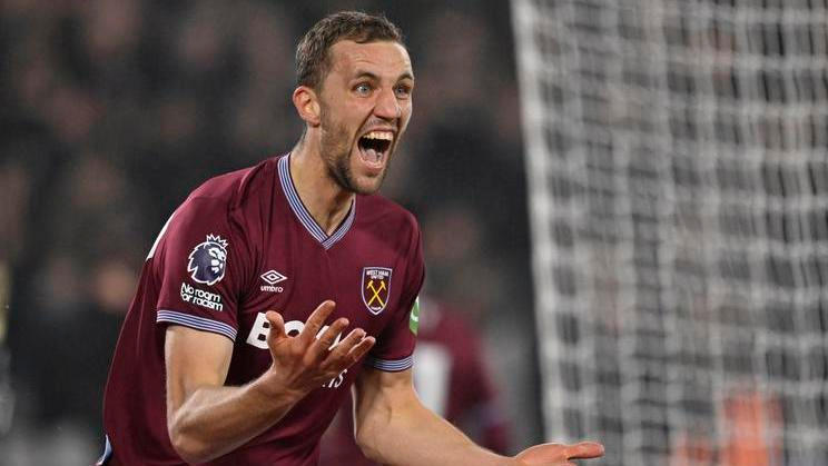 Tomáš Souček slaví svůj rekordní 39. gól v Premier League.