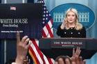 White House press secretary Karoline Leavitt holds a briefing at the White House in Washington