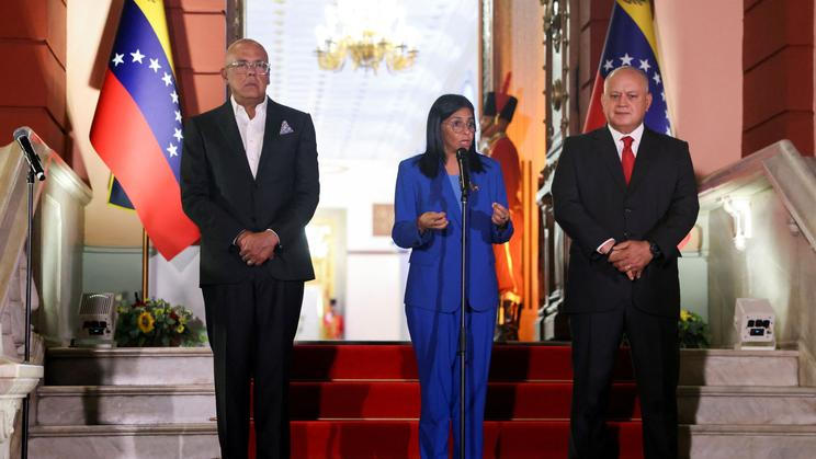 Venezuela's interim President Rodriguez meets with members of the National Assembly after the approval of the amnesty law, in Caracas