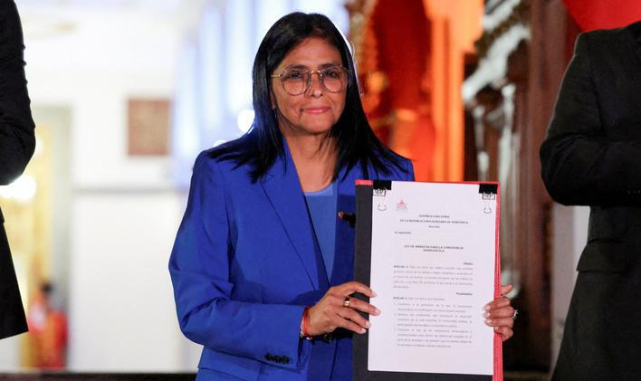 Venezuela's interim President Rodriguez meets with members of the National Assembly after the approval of the amnesty law, in Caracas