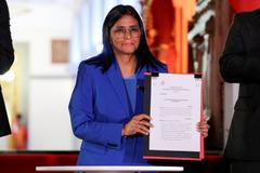Venezuela's interim President Rodriguez meets with members of the National Assembly after the approval of the amnesty law, in Caracas