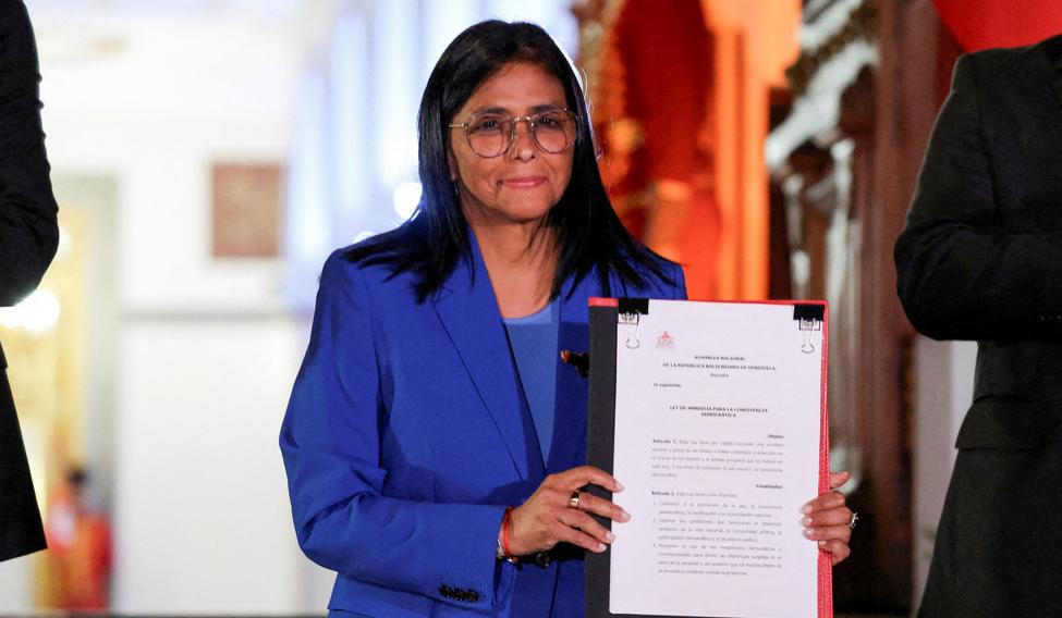 Venezuela's interim President Rodriguez meets with members of the National Assembly after the approval of the amnesty law, in Caracas