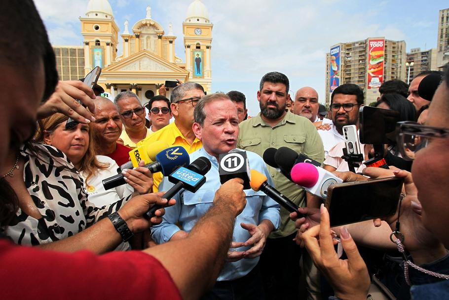 Venezuela opposition politician Juan Pablo Guanipa meets supporters after house arrest lifted following amnesty law approval, in Maracaibo