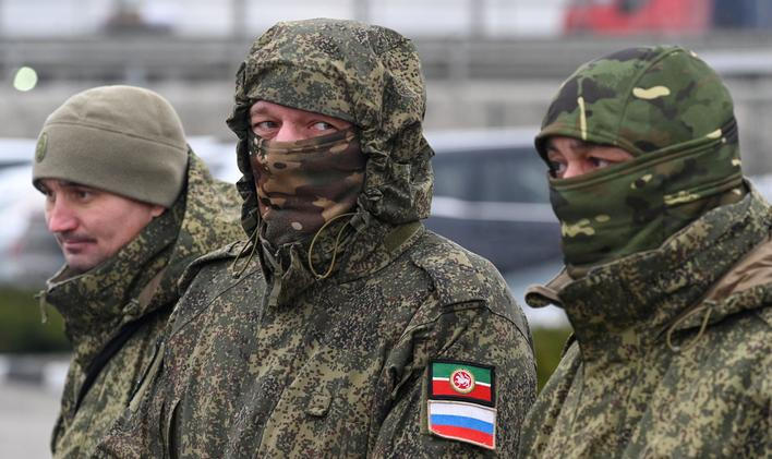 Russian soldiers receive humanitarian cargo in Rostov-on-Don