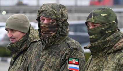 Russian soldiers receive humanitarian cargo in Rostov-on-Don