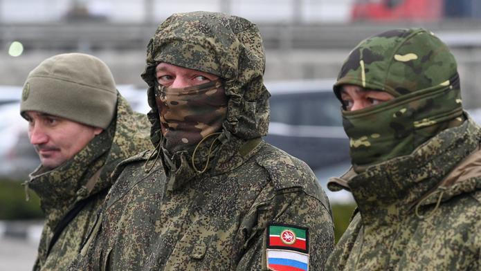 Russian soldiers receive humanitarian cargo in Rostov-on-Don