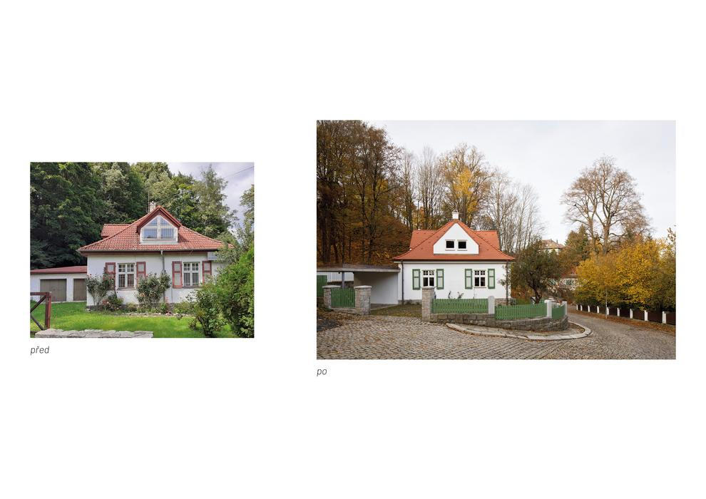 Objekt dříve pravděpodobně sloužil rodině zahradníka či hlídače – nebyl tedy určen k okázalému bydlení, nýbrž k praktickému každodennímu životu. A jak se běžně stávalo, jeho klidná symetrie byla v devadesátých letech narušena nevhodnými úpravami a přístavbou garáže, čímž zmizela původní jednoduchost i vyváženost návrhu. Dům tak začal obrazně řečeno „kulhat“.