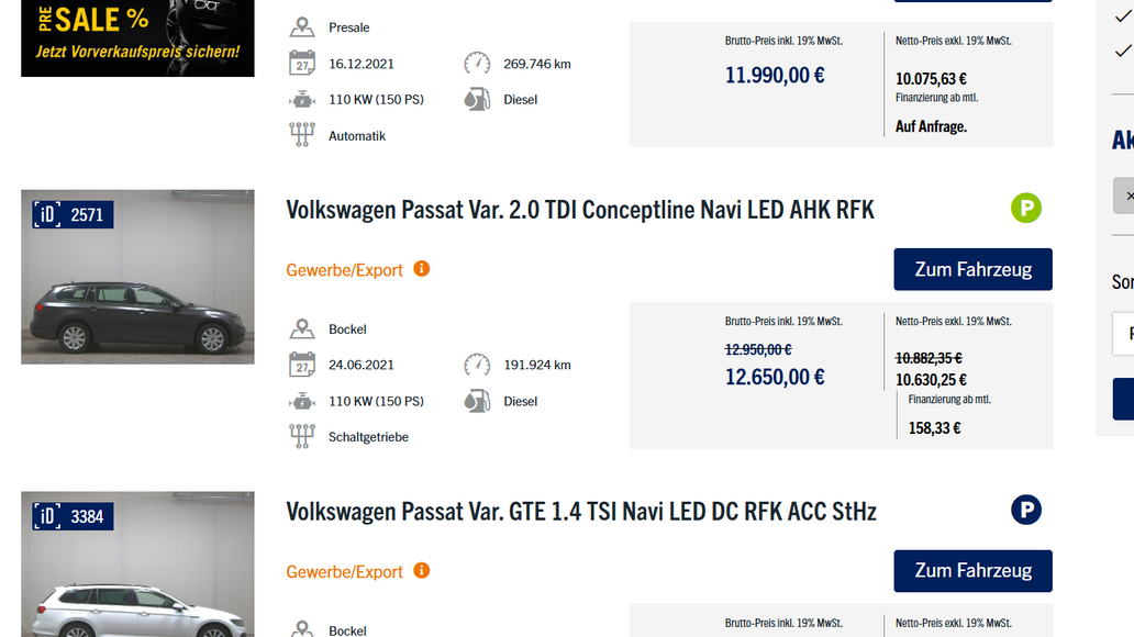 Německý autobazar Dat Autohus